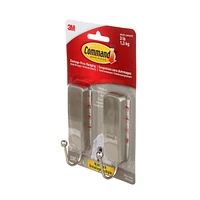 Command™ Hook 17034BN-2EF, Brushed Nickel, 2 Hooks/4 Strips/Pack, Medium