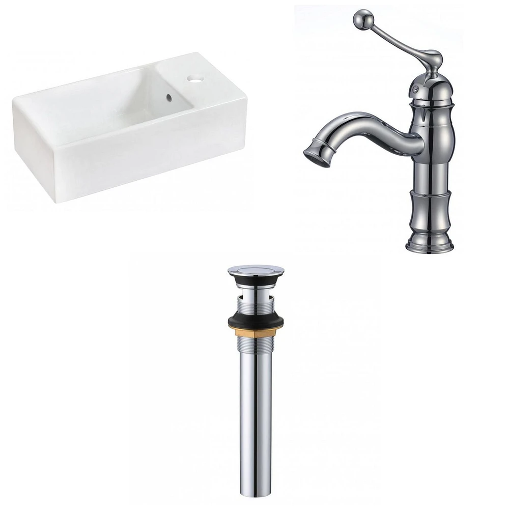 American Imaginations -in. W Above Counter White Bathroom Vessel Sink Set For 1 Hole Right Faucet AI