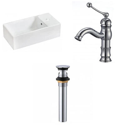American Imaginations -in. W Above Counter White Bathroom Vessel Sink Set For 1 Hole Right Faucet AI