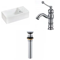 American Imaginations -in. W Above Counter White Bathroom Vessel Sink Set For 1 Hole Right Faucet AI