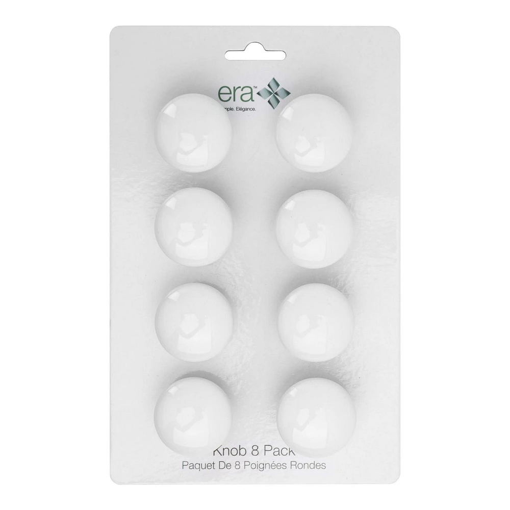 Era Céramique Paquet de 8 Bouton Blanc 1.18 x 1.18 x 1.14 po.