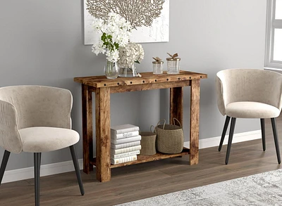 Safdie & Co. Table Console 39L Bois Brun Récupéré 1 Étagère