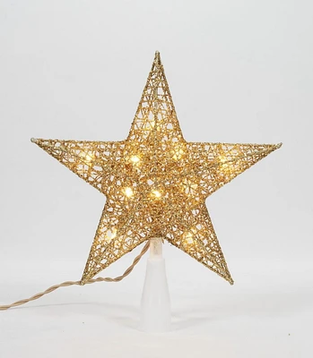 Holiday Time 9-Inch Star Tree Topper with Clear Incandescent Lights, Gold