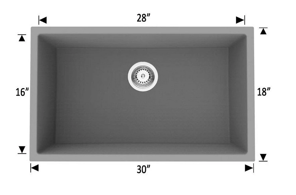 American Imaginations AI- pouces Évier de cuisine composé de granit noir approuvé par CSA W avec finition composée de granit et calibre 16