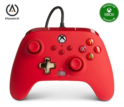Manette câblée PowerA améliorée pour Xbox – Rouge; manette de jeu, manette de jeu vidéo câblée, manette de jeu, jeux, Xbox Series X|S Xbox Series X|S