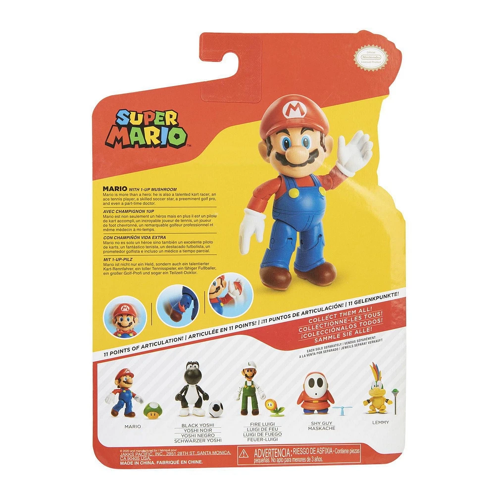 World of Nintendo 4" Figures - Mario with 1-Up Mushroom