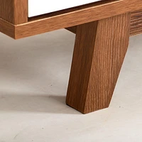 Fort Worth 63"L White and Brown Wood Grain Finish TV Stand with Open and Closed Storage