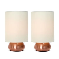 Pack de 2 mini lampes tactiles Simple Designs Gemini avec base en or rose et abat-jour en tissu crème