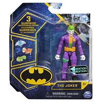 Batman, Figurine articulée The Joker de 10 cm avec 3 accessoires mystère