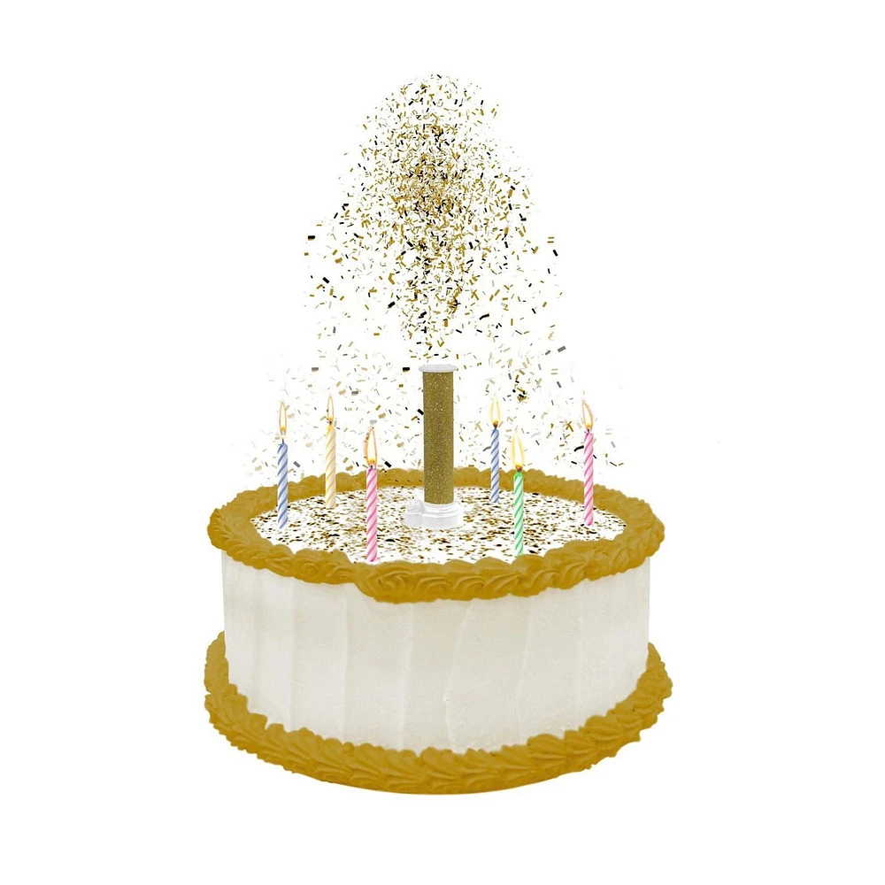 Candle - Party Popper! Cake Topper Gold and Silver, Confetti Popper