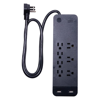 Limiteur de surtension Pro de marque GE à sept prises avec USB, 1780J, deux ports, 2,1 A, cordon de 91,4 cm, noir. 40079