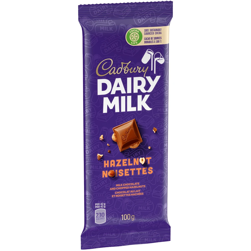 Cadbury Dairy Milk Hazelnut Chocolate Bars, 100 g