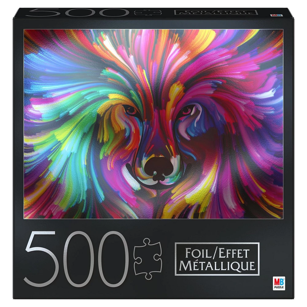 Puzzle de 500 pièces avec effet métallisé, pour adultes et enfants à partir de 8 ans, Peinture de chien