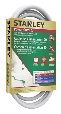 Stanley Power Cord 20 White