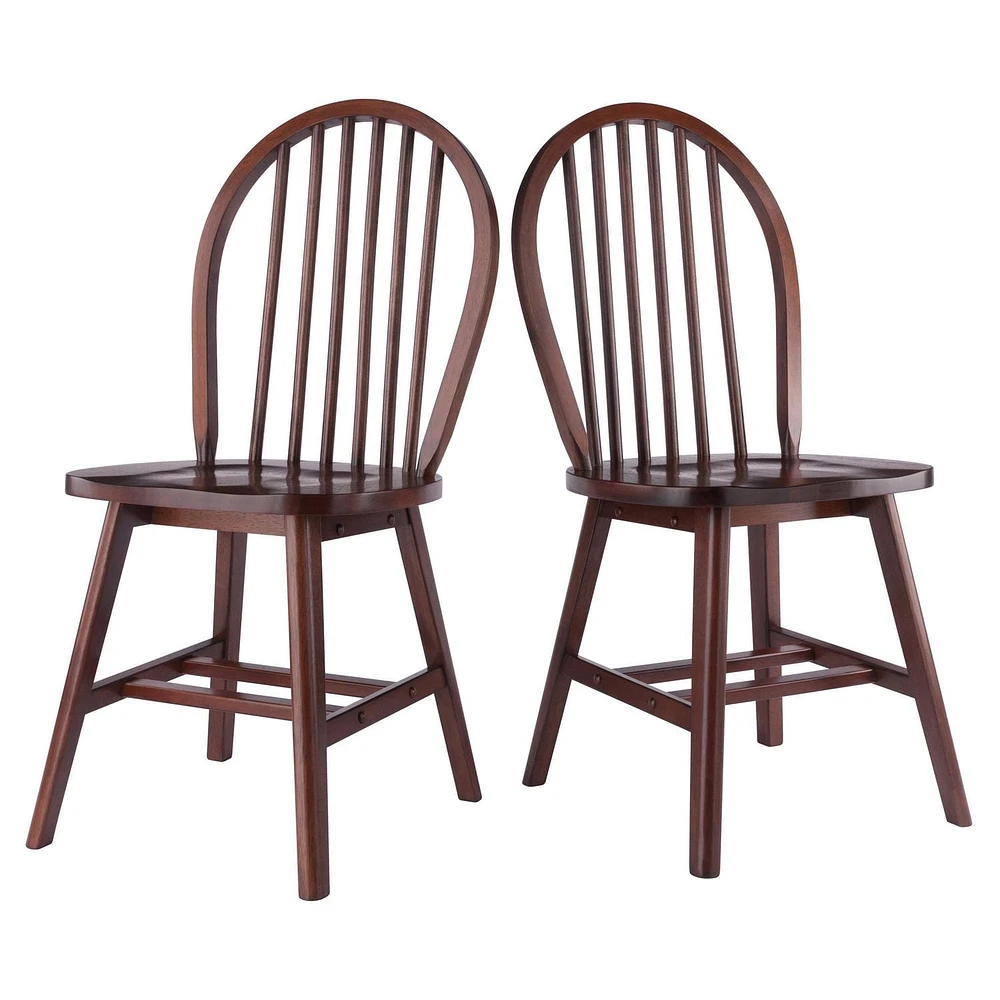Windsor 2pc Chair Set Walnut Finish