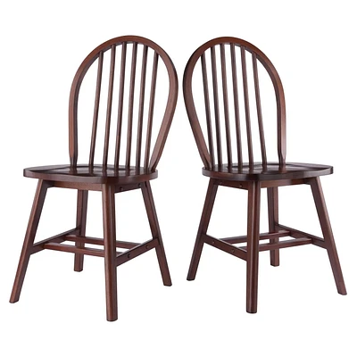 Windsor 2pc Chair Set Walnut Finish
