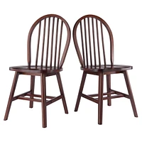 Windsor 2pc Chair Set Walnut Finish