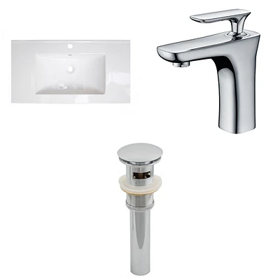 American Imaginations 21.75-in. W Drop In White Bathroom Vessel Sink For Wall Mount Wall Mount Drilling AI-16568