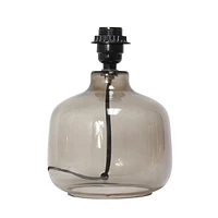 Simple Designs  Glass Table Lamp with Fabric Shade, Smoke with White Shade