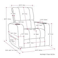 Fauteuil inclinable électrique rembourré en tissu PU CorLiving Ophelia avec porte-gobelet et port USB - Fauteuils inclinables électriques pour adultes, fauteuil de cinéma de salon, fauteuil inclinable