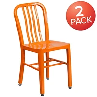 Chaise pour l'intérieur / l'extérieur en métal orange de qualité marchande, lot de 2