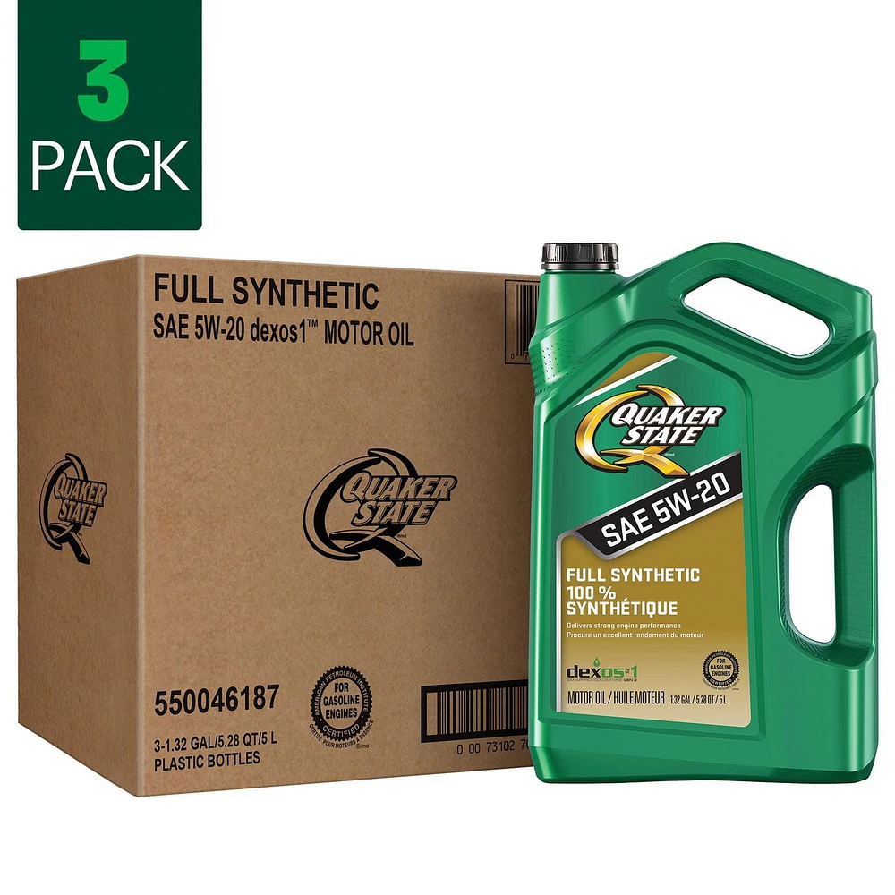 Quaker State Full Synthetic Motor Oil 5W20 jugs 3x5L