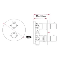 Round thermostatic valve 4-way diverter with 5 settings hand shower, Slip-on 1/2-in. spout or simultaneously and with stop
