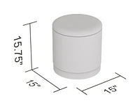 Safdie & Co. Ottoman de Rangement Cylindrique Repose-Pieds Banquette Siège de Salon Velours Aqua avec Métal Doré pour Salon Dressing ou Chambre à Coucher