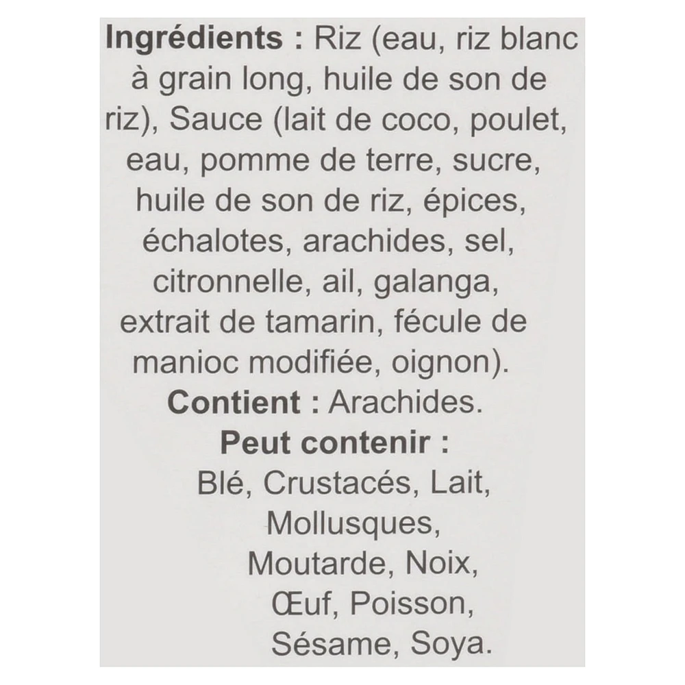 Asiatique Poulet au cari massaman avec riz 280 G Repas Poulet au cari massaman avec riz 280 g Repas