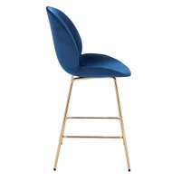 Upholstered Velvet Stool with Gold Legs – Set of 2 Comfortable Velvet Stools with Foot Rest, Modern Design for Kitchens, Bars, and Contemporary Spaces