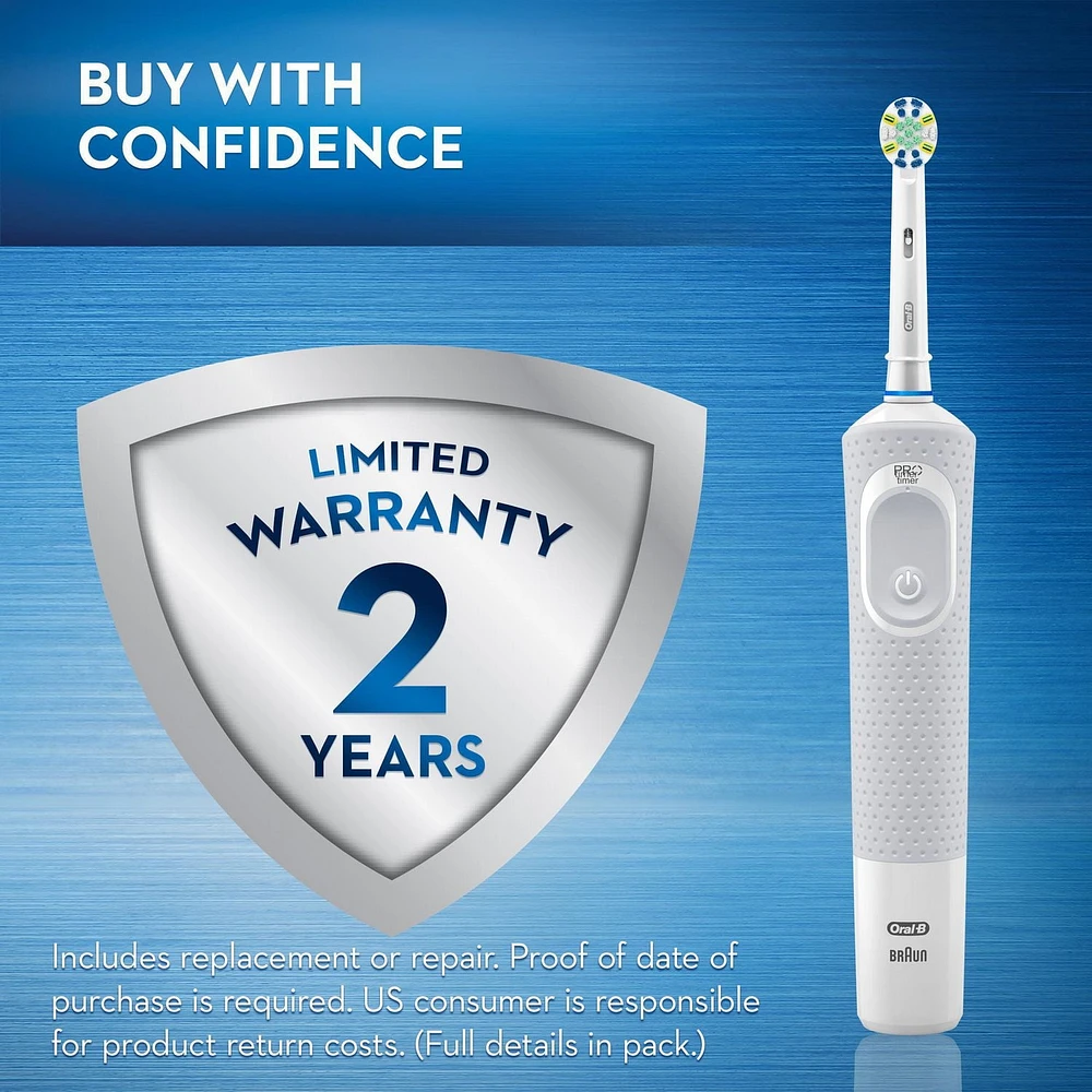 Oral-B Vitality FlossAction Electric Rechargeable Toothbrush with 2 Brush Heads, 2 FlossAction brush heads, Rechargeable handle, charger