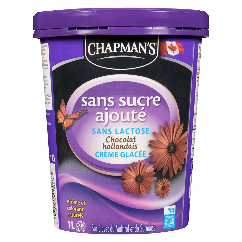 Chapman's No Sugar Added/Lactose Free Dutch Chocolate Ice Cream, 1L