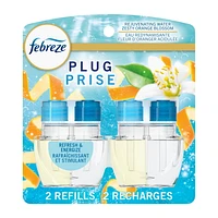 Febreze Plug In Air Freshener, Odor-Fighting Scented Oil Refill, Refresh & Energize, 2 Refills, 52ML