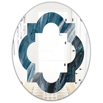 Designart 'Splash Blue Indigo' Miroir mural ovale moderne - Quatrefoil 24x36