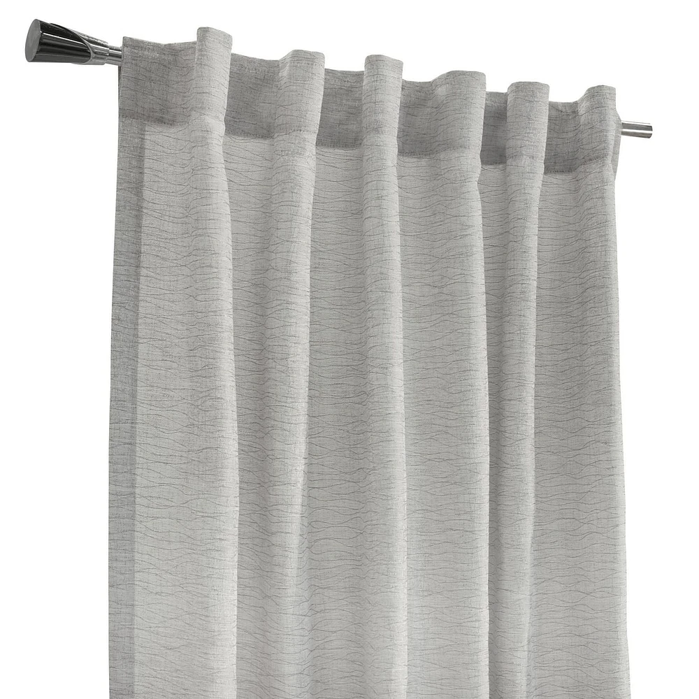 Loft Living Davos, filtrant la lumière panneau de rideau jacquard à double entête 52" x 95", argent