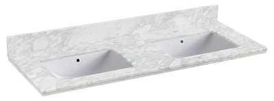 47.5-in. W 18.25-in. D Quartz Top With Backsplash In Bianca Carara Color For 1 Hole Faucet - White UM Sink AI-19313