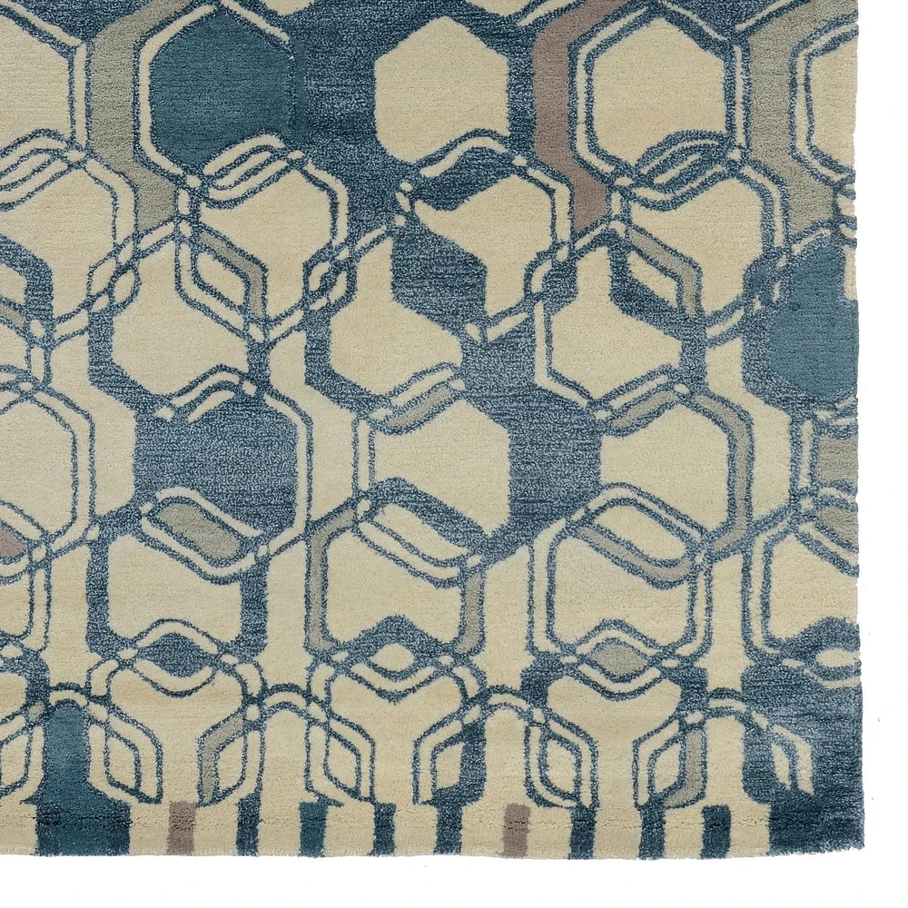 Tapis d'appoint en Laine Aspire Triangle bleu clair et crème de 2 pi x 3 pi