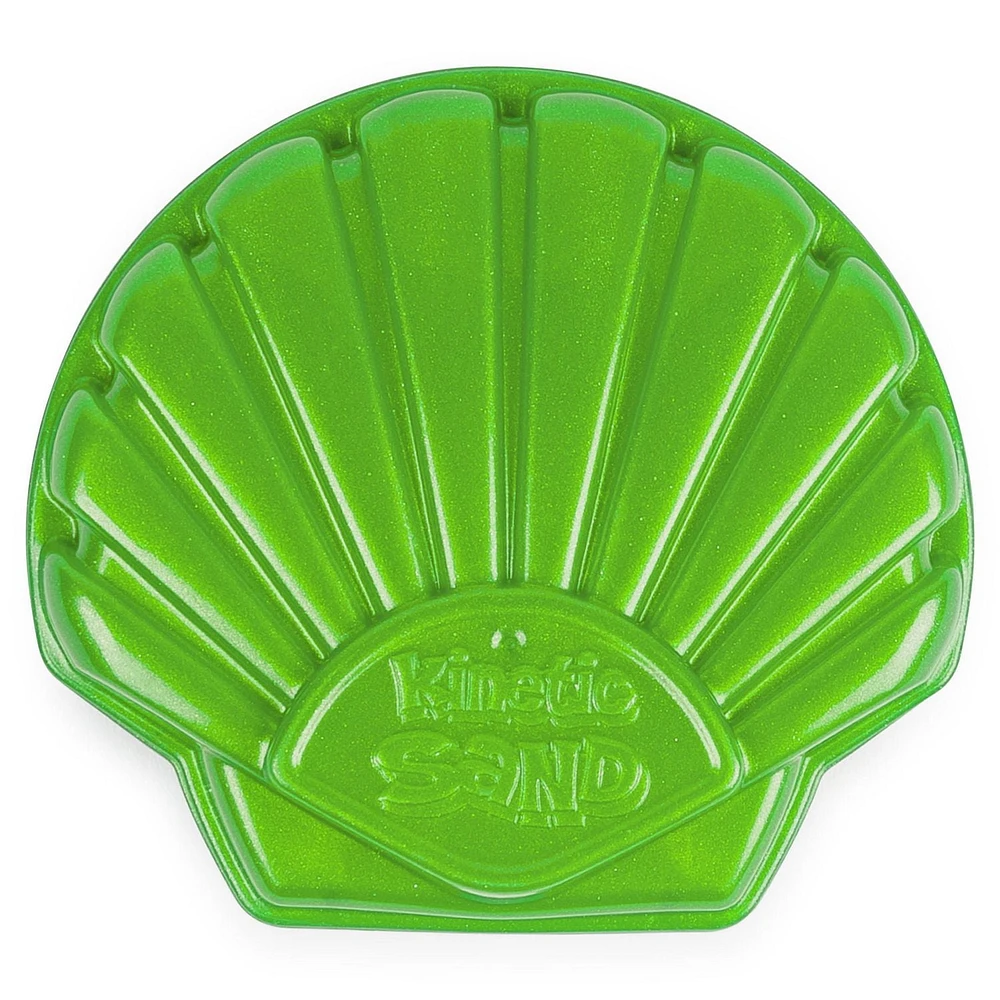 Kinetic Sand, Seashell Container with 4.5oz Neon Green and Kinetic Beach Sand, for Kids Aged 3 and Up