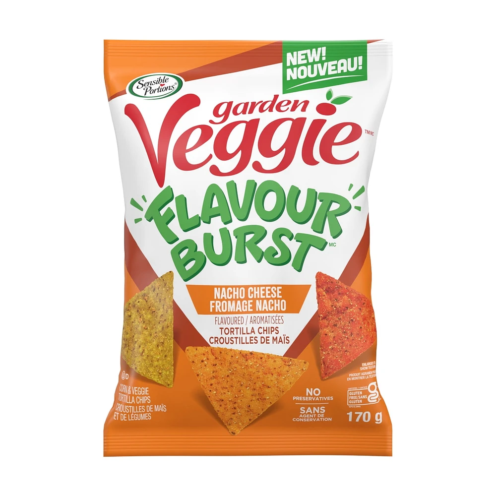 Sensible Portions Garden Veggie Flavour Bursts Nacho Cheese Flavoured Tortilla Chips, 170g