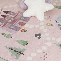 Rug Branch Soft Steps Playtime Unicorns, Castle, Road Map, Educational Soft Area Rug, Pink White - Boys & Girls in Playroom, Nursery, Bedroom<br>