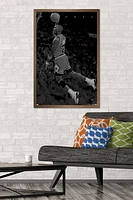 Michael Jordan - Black and White Wall Poster, 22.375" x 34" Framed