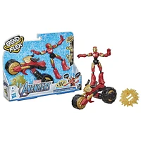 Marvel Bend and Flex, Flex Rider Iron Man figurine articulée flexible de 15 cm avec moto 2 en 1, pour enfants à partir de 4 ans
