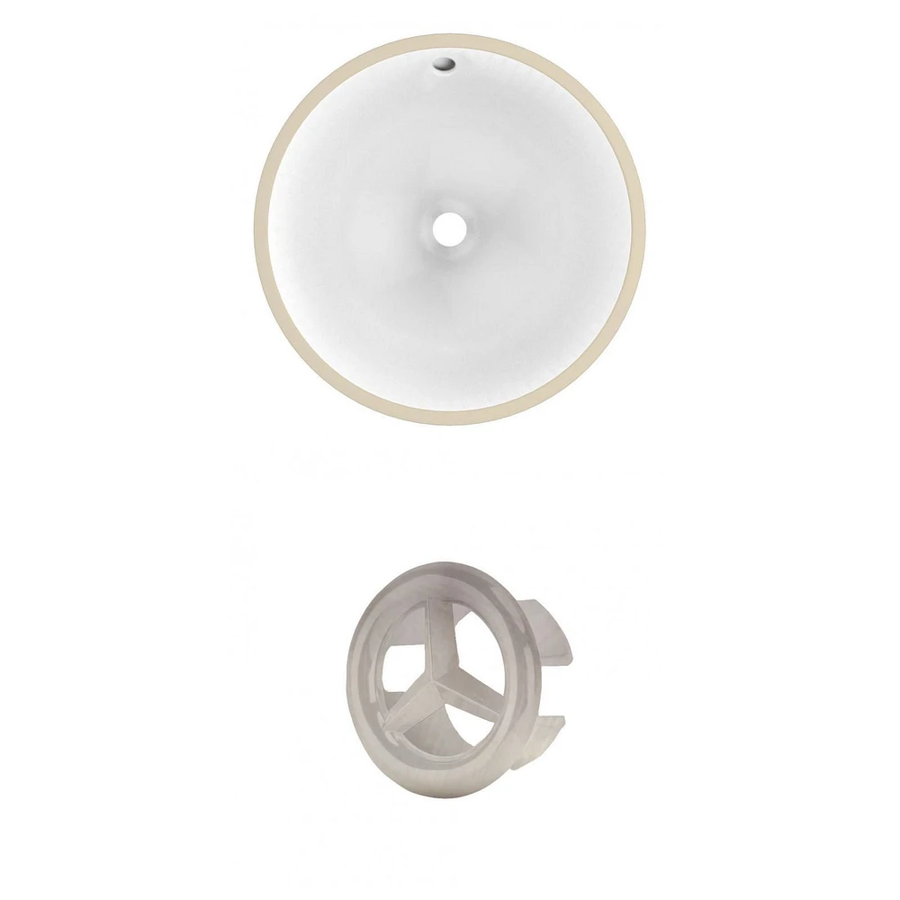 15,25 pouces Ensemble d'évier rond sous plan W en blanc - Quincaillerie en nickel brossé AI-20448