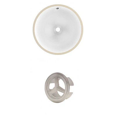 15,25 pouces Ensemble d'évier rond sous plan W en blanc - Quincaillerie en nickel brossé AI-20448