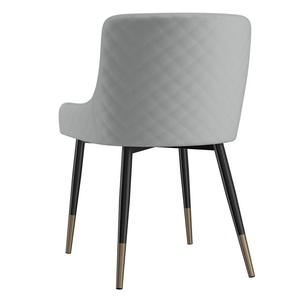 Ensemble de 2 chaises d’appoint modernes en similicuir et en métal, gris pâle