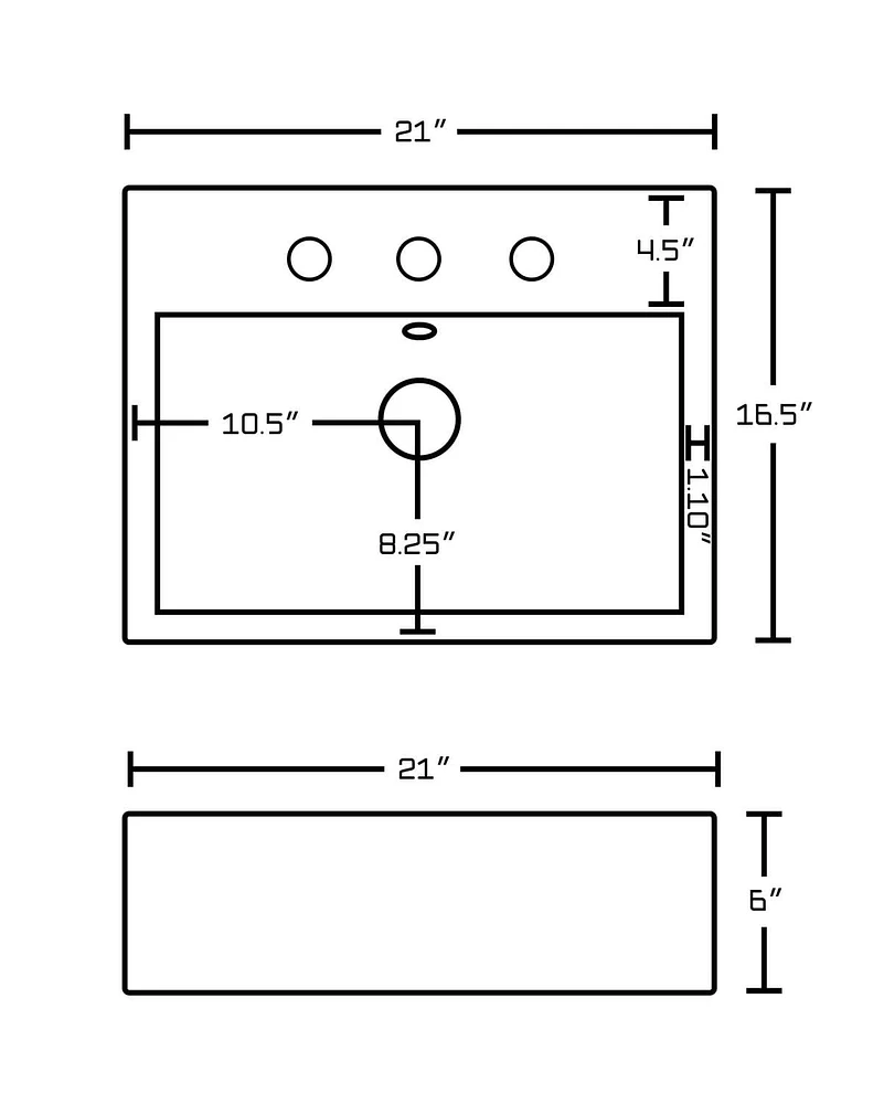 in. W Above Counter White Bathroom Vessel Sink Set For 3H8-in. Center Faucet AI