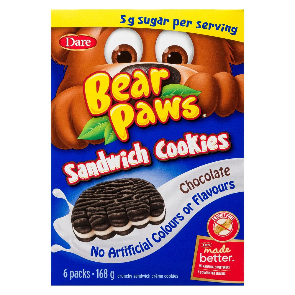 Bear Paws Sandwich Cookies Chocolate, Dare, 168g