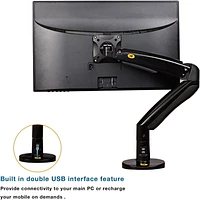 North Bayou 22"-35" Gas Strut Monitor Desktop Mount with USB Port - F100A