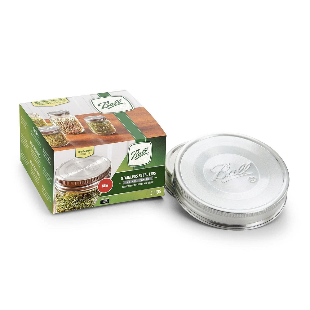Ball Stainless Steel Mason Jar Lids, Wide Mouth, 3 Pack