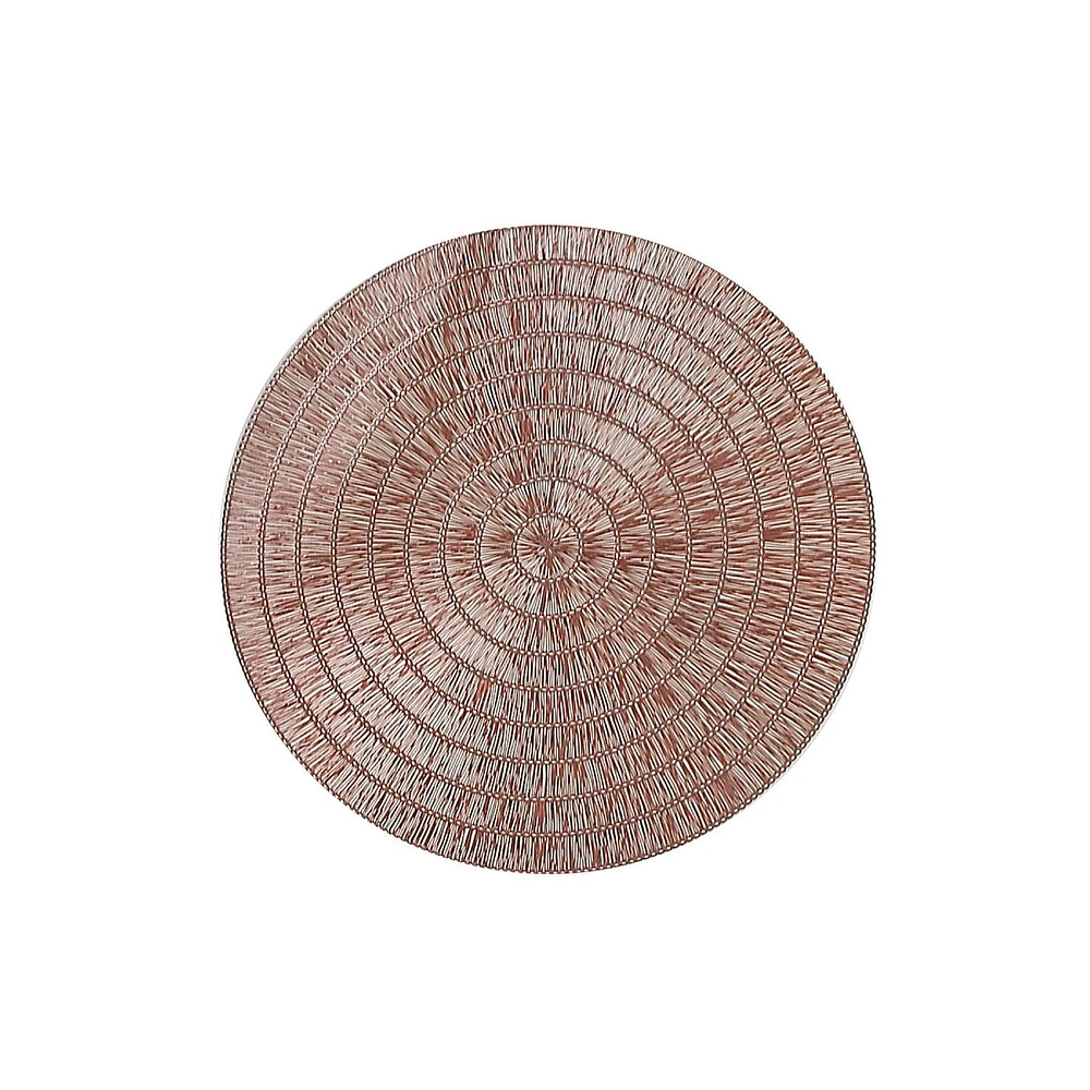 Set De Table Rond En Pvc Dentelle Rose - Lot De 12